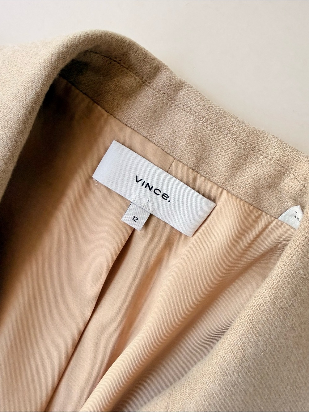Vince Viscose Wool Blend Single Button Notched Lapel Blazer Jacket Tan Camel 12 - Picture 7 of 9